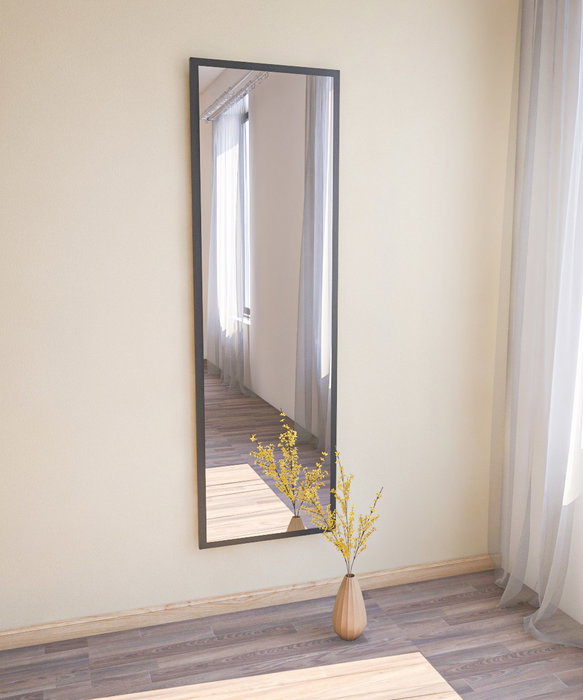 Hanah Home Espejo de Pie Tessa Negro 50x160x2.2 cm MDF Flotal-E Ecológico